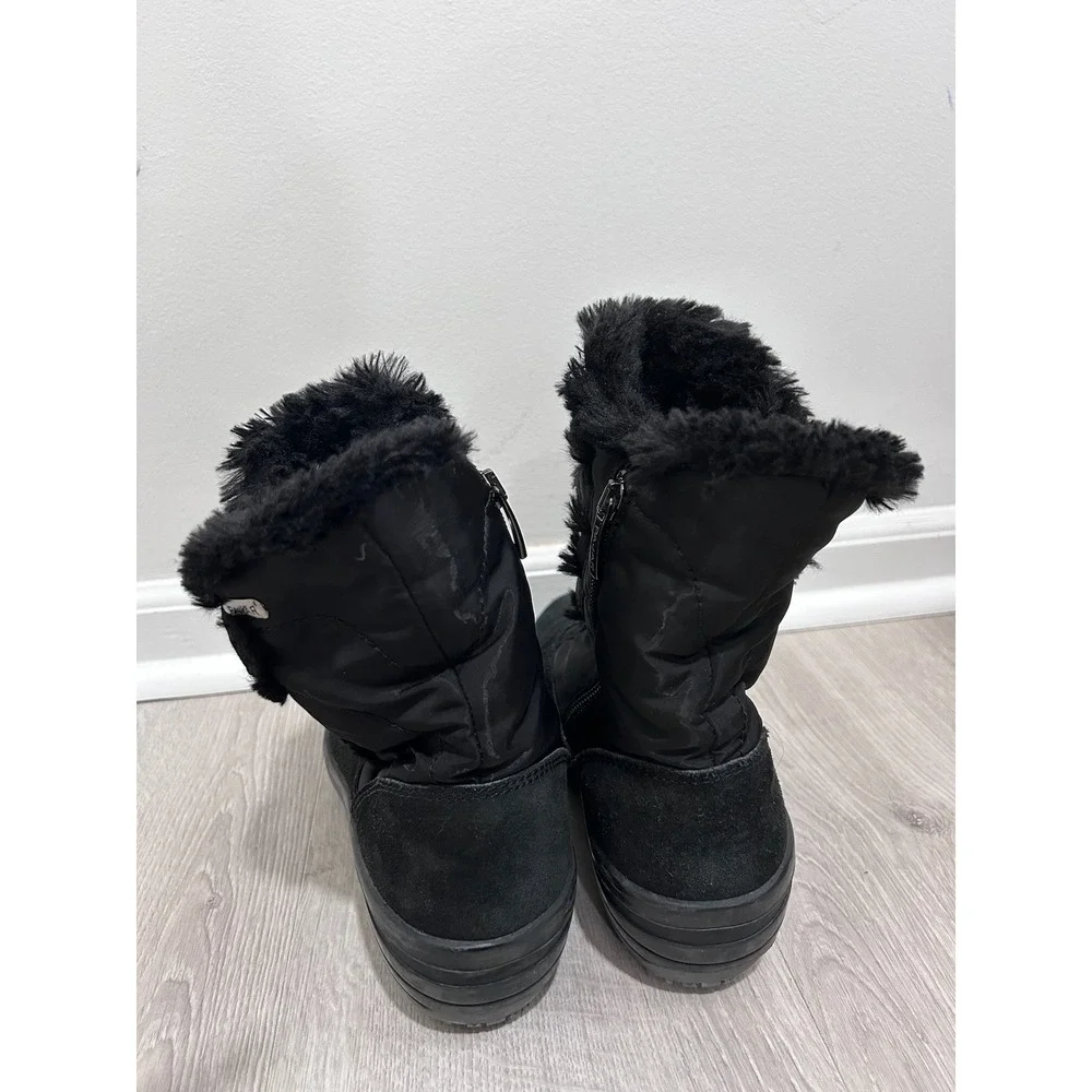 Pajar Canada Women Black Suede Nylon Faux Fur Winter Snow Boots Size 40 9.5